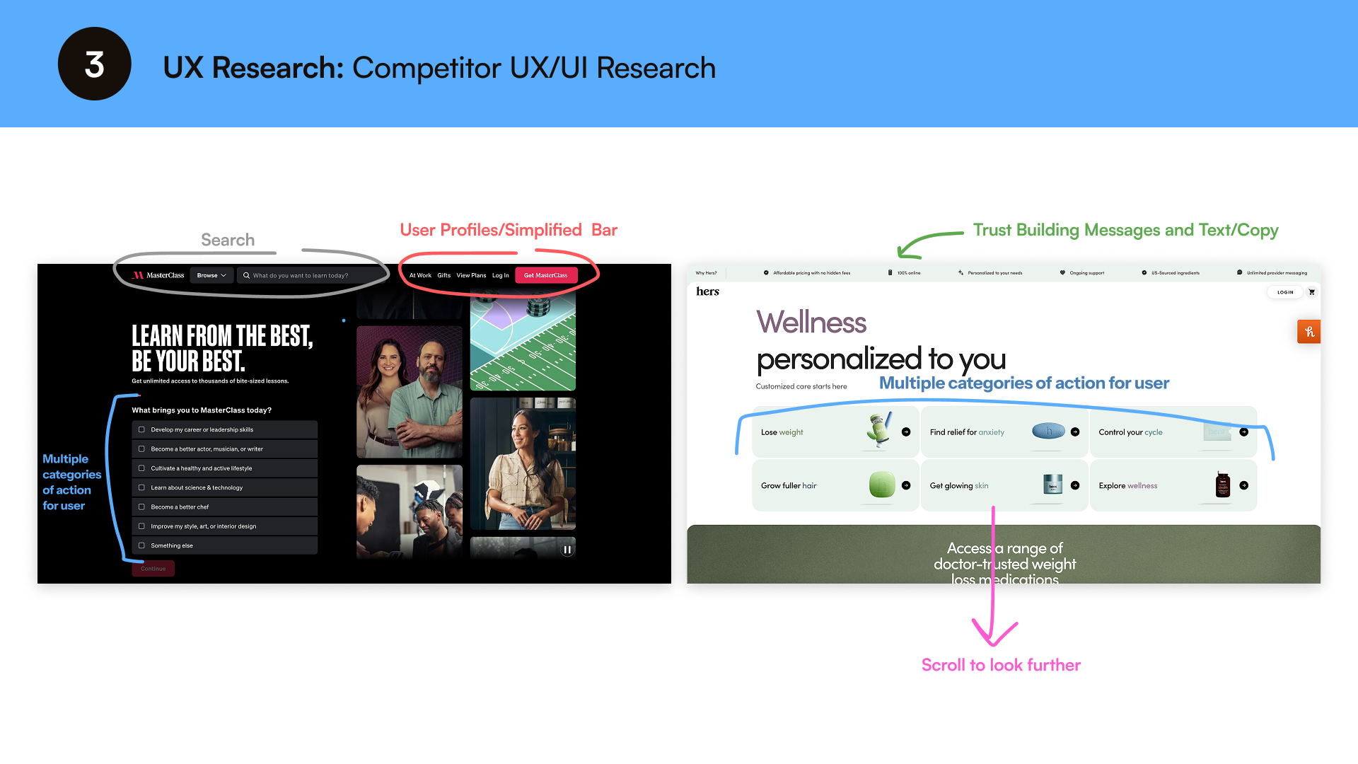 Competitor UX analysis: Hims, wellness platforms